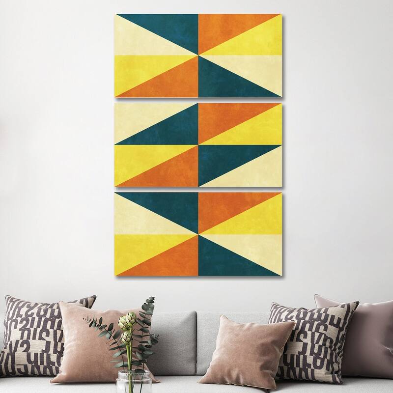 iCanvas "Geometric With Triangles III" by Angel Estevez 3Piece Wall